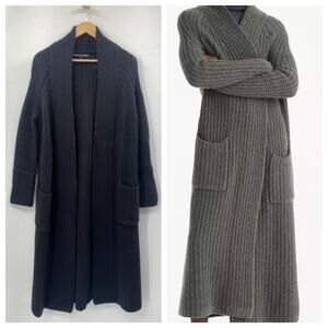 Naked Cashmere Freya Black Ribbed Long Cardigan Duster
